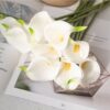 5Pcs White Green Real Touch PU Calla Lily Artificial Flowers Home Decoration
