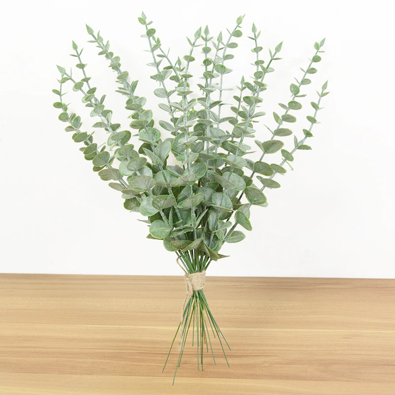 6pcs Green Artificial Eucalyptus Leaves Fake Plant Home Decoration
