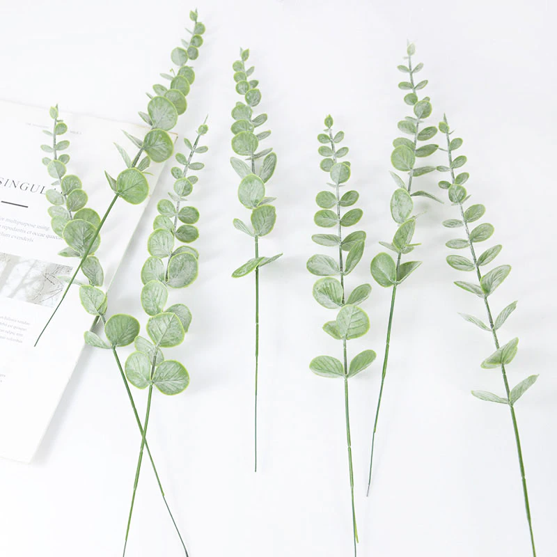 6pcs Green Artificial Eucalyptus Leaves Fake Plant Home Decoration - Image 2