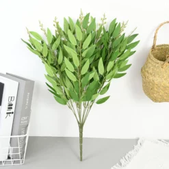 Silk Artificial Willow Bouquet Fake Green Leaves Home Decoration