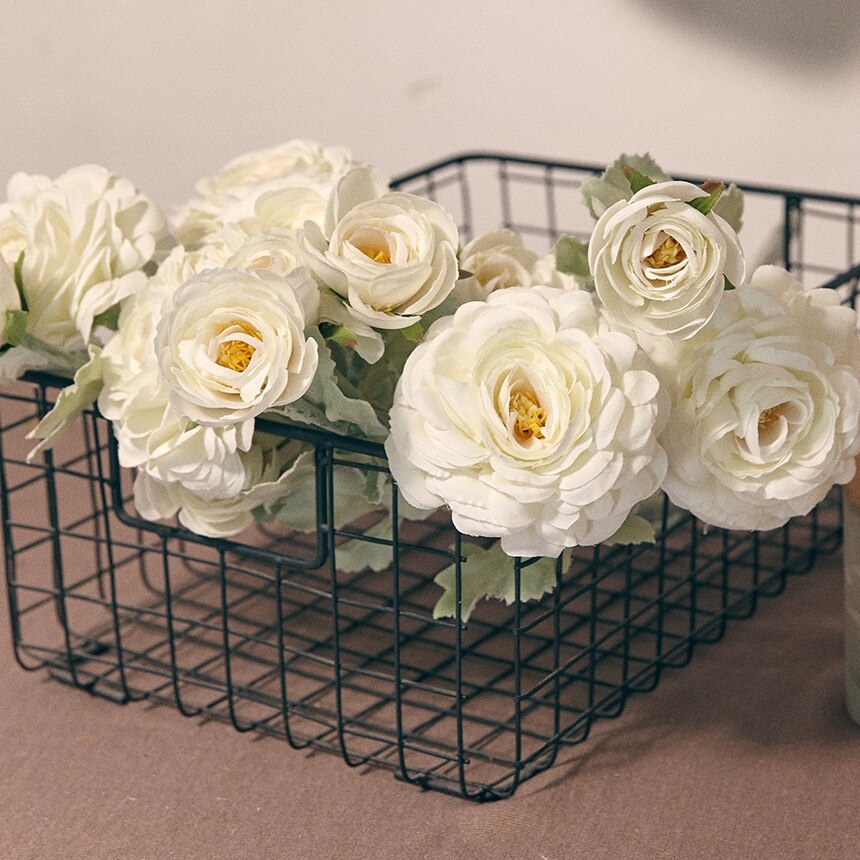 8Pcs Artificial Flowers Silk White Roses Flowers Bouquet Home Decoration - Image 2