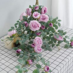Artificial Rose Rattan Simulation Flower Garland Wall Hanging Home Decoration