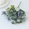 Blue Artificial Silk Hydrangea Tea Rose Buds Flower Bouquet Home Decoration