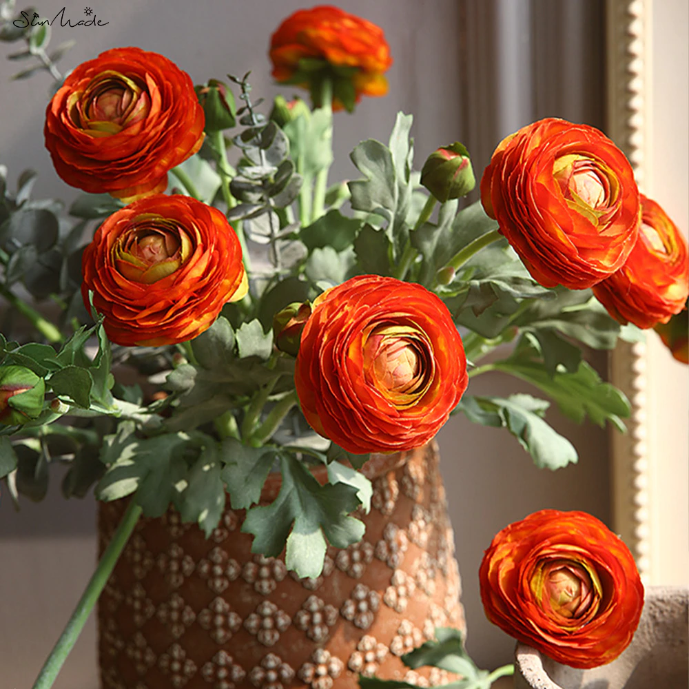 Delicate Pastoral Buttercup Flower Branch Home Decoration - Image 2