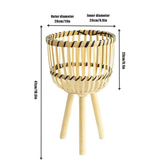 Handwoven Bamboo Planter Holder With Legs Home Decoration - Image 8