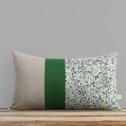 Liberty Print Pillow Cover, Green Fall Leaves