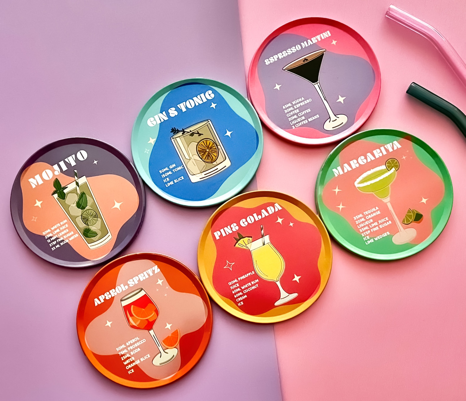 Boho Coasters, Set of 6 Drink Coasters